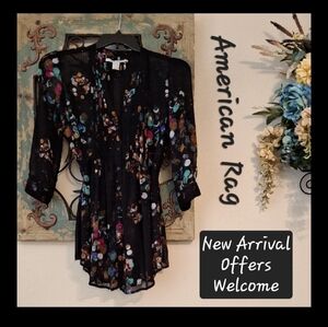 American Rag Black Button-Up Sheer Dress. Excellent Condition NWOT Size Small